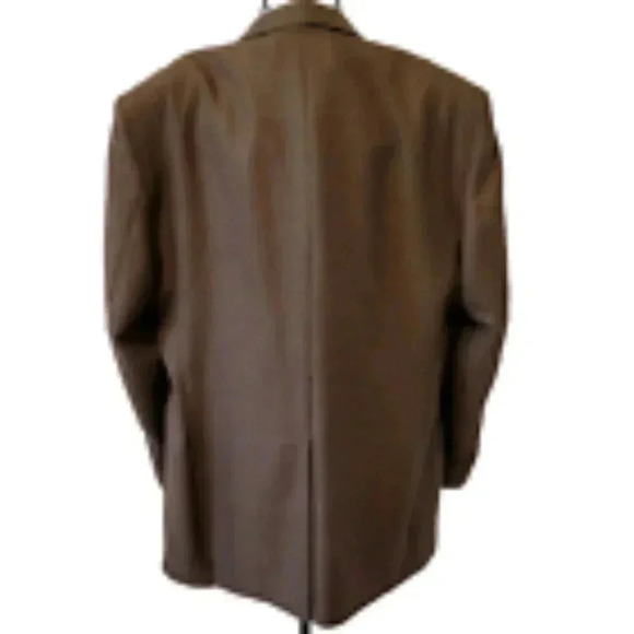 Haggar Clothing Co. 44L Mens Brown Check 2-Button Kick Pleat Pockets - Picture 3 of 5